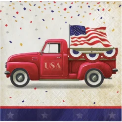 CREATIVE CONVERTING Patriotic Parade Truck Beverage Napkins