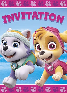 UNIQUE INDUSTRIES Paw Patrol Pink Invitations 8ct 1 UNIQUE INDUSTRIES Paw Patrol Pink Invitations 8ct