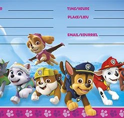 Party America Sales Store 20 UNIQUE INDUSTRIES Paw Patrol Pink Invitations 8ct