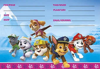 UNIQUE INDUSTRIES Paw Patrol Pink Invitations 8ct 2 UNIQUE INDUSTRIES Paw Patrol Pink Invitations 8ct