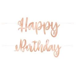 UNIQUE INDUSTRIES Happy Birthday Rose Gold Script Banner Banners