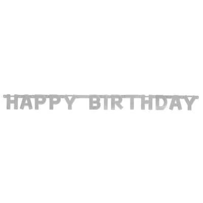UNIQUE INDUSTRIES Happy Birthday Silver Deluxe Jointed Banner 1 UNIQUE INDUSTRIES Happy Birthday Silver Deluxe Jointed Banner