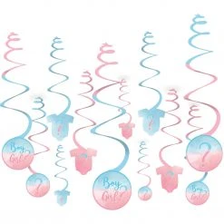 AMSCAN Gender Reveal Swirl Decorations