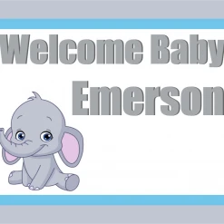 PARTY AMERICA Yard Signs Baby Boy Elephant Custom 18" X 24" Lawn Sign