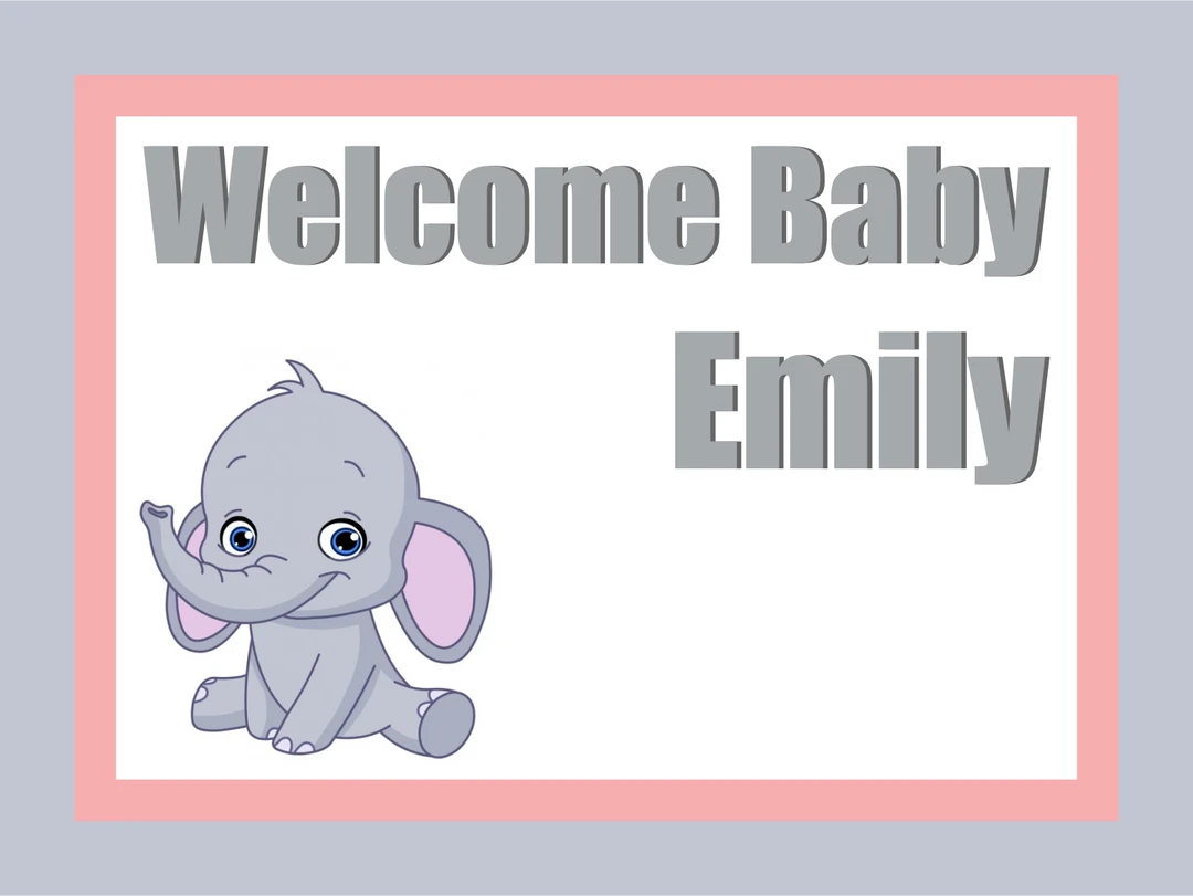 PARTY AMERICA Baby Girl Elephant Custom 18" X 24" Lawn Sign 1 PARTY AMERICA Baby Girl Elephant Custom 18" X 24" Lawn Sign