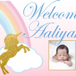 PARTY AMERICA Baby Unicorn Custom 18" X 24" Lawn Sign