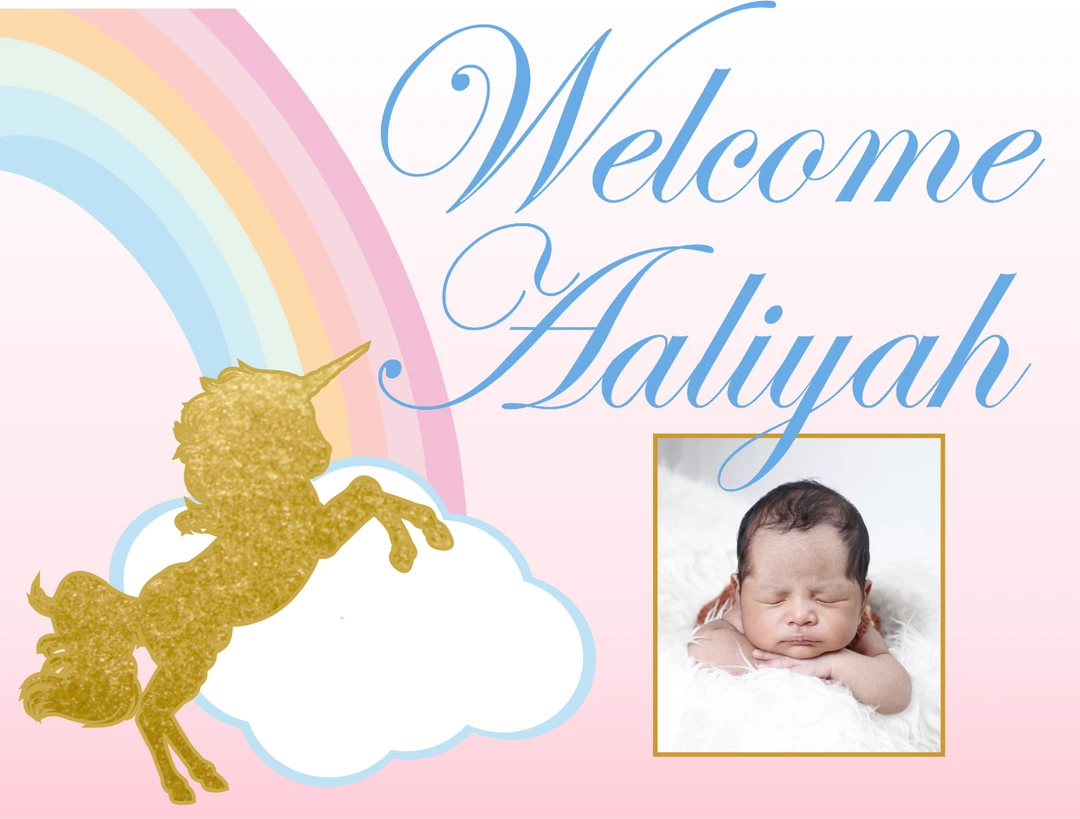 PARTY AMERICA Baby Unicorn Custom 18" X 24" Lawn Sign 1 PARTY AMERICA Baby Unicorn Custom 18" X 24" Lawn Sign