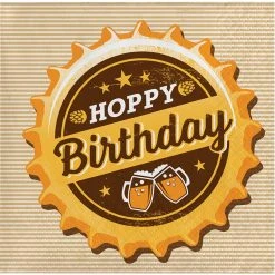 CREATIVE CONVERTING Beers & Cheers Hoppy Birthday Beverage Napkins 16ct