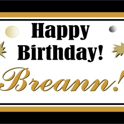 PARTY AMERICA Black & Gold Celebration Custom 18" X 24" Lawn Sign