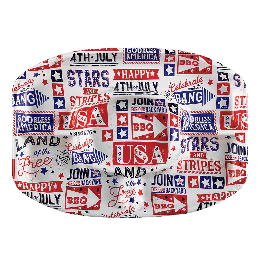 AMSCAN Patriotic Plastic Sectional Platter 1 AMSCAN Patriotic Plastic Sectional Platter