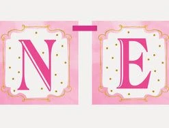 UNIQUE INDUSTRIES Pink & Gold 1st Birthday Banner Banners