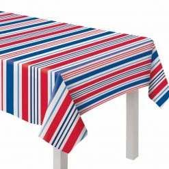 AMSCAN Patriotic Striped 60" X 84" Fabric Tablecover