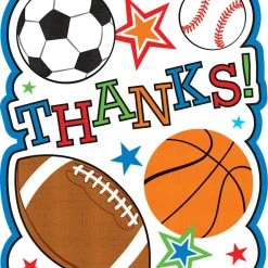 AMSCAN Invitations Sports Party Thank You Cards