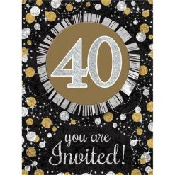 AMSCAN 40th Sparkling Celebration Invitations
